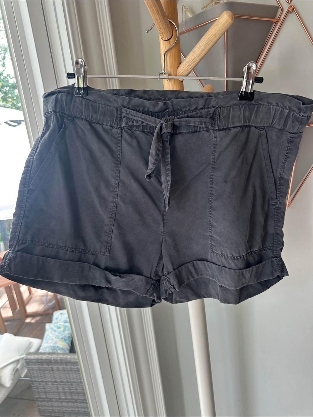 AERIE 100% Tencell Lyocell SOFT Women's Dark Gray Drawstring Casual Shorts Sz XS